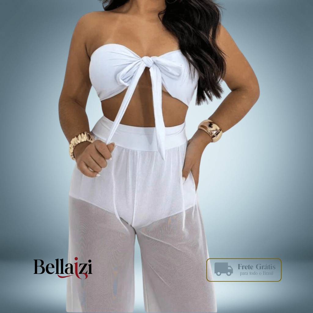 Calça de Tulle Pantalona Bellaizi 2026