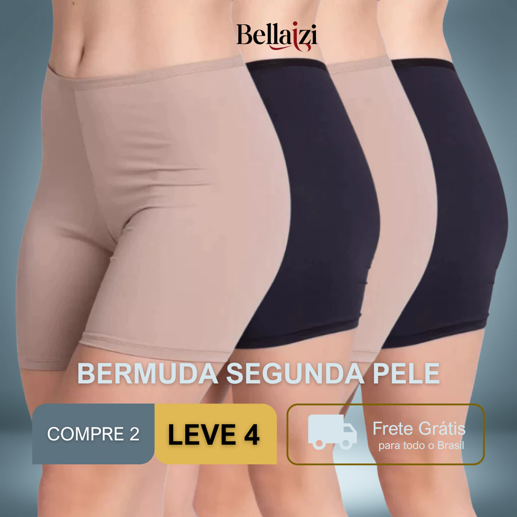 Bermuda Segunda Pele Cintura Alta ( 4 Unidades)