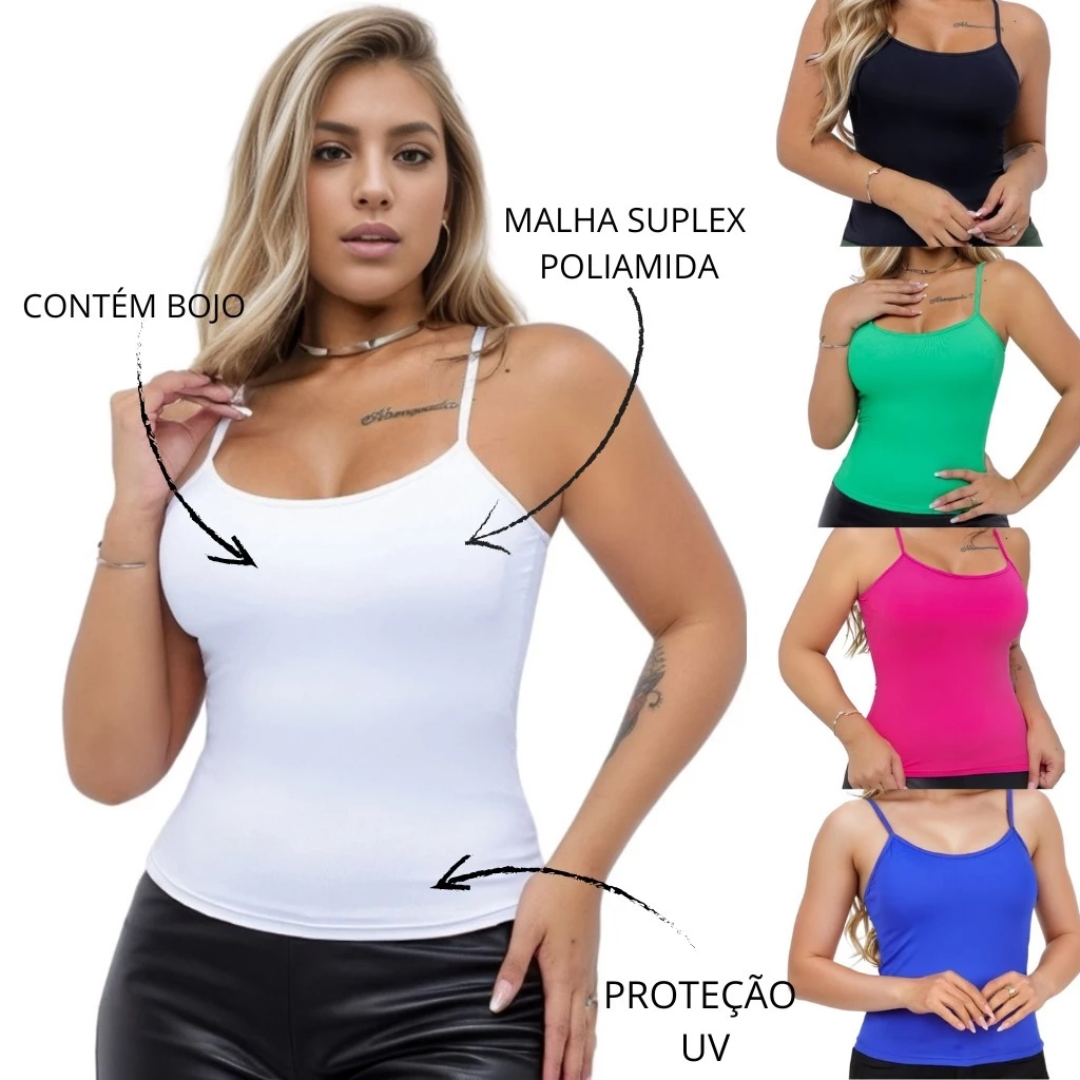 Blusa De Alça  Com Sutiã Embutido (Compre 1 Leve2)