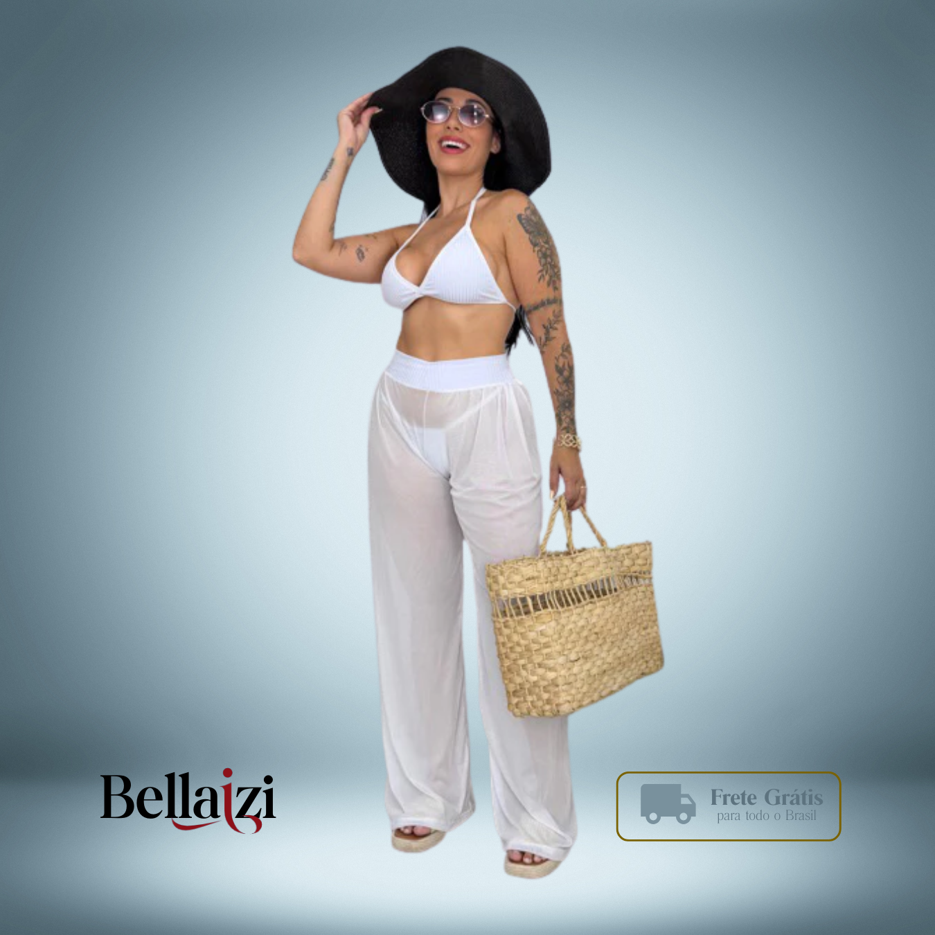 Calça de Tulle Pantalona - Moda Praia Feminina